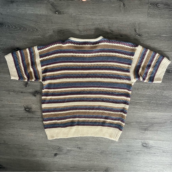 Vintage Cape Cod Sportswear 80s 90s Striped Knit Short Sleeve Shirt Top Medium - Picture 3 of 8